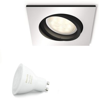 Philips LED Einbauleuchte Hue White Ambiance Aluminium 5W GU10 250lm 2200-6500K Dimmbar App Amazon Alexa & Google Home