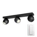 Philips LED Deckenstrahler Hue White Ambiance Schwarz 3 x 5,5W GU10 750lm 2200-6500K Dimmbar App Amazon Alexa mit Dimmschalter