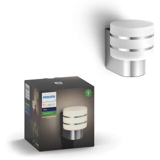 Philips LED Außenwandleuchte Hue Edelstahl IP44 9,5W E27 806lm warmweiß 2700K Dimmbar App Amazon Alexa & Google