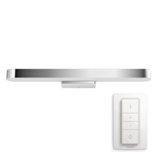 Philips LED Spiegelleuchte Adore Hue White Ambiance Chrom IP44 40W 2400lm 2200-6500K Dimmbar mit Dimmschalter
