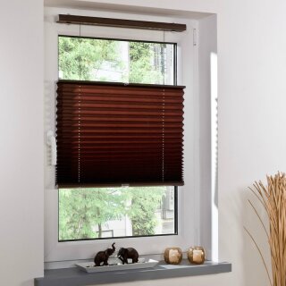 Liedeco Klemmfix Plissee, für Fenster, 80 cm x 130 cm, cappuccino