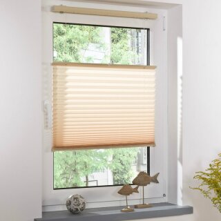 Liedeco Klemmfix Plissee, für Fenster & Tür, 80 cm x 200 cm, Caffe Latte PX001