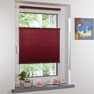 Liedeco Klemmfix Plissee, für Fenster & Tür, 80 cm x 200 cm, bordeaux PX001