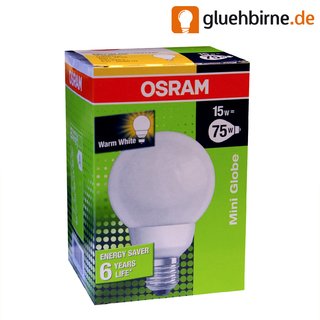 Osram Energiesparlampe G80 Globe Duluxstar 15W E27 warmweiß 2700K