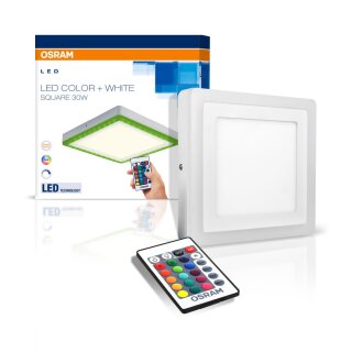 Osram LED Wand- & Deckenleuchte SQ 30cm 30W 1150lm RGBW-Farbsteuerung  mit Fernbedienung