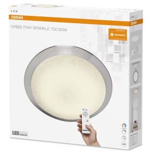 Osram LED Deckenleuchte Silara Tray Sparkle rund Ø70cm 60W 3300lm CCT 2700K - 6500K mit Fernbedienung