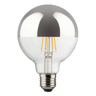 LED Filament Leuchtmittel G95 Globe 8W = 63W E27 Kopfspiegel Silber 850lm warmweiß 2700K Ra>90 DIMMBAR