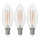 3 x LED Filament Leuchtmittel Kerzen 4,5W = 40W E14 klar 470lm warmweiß 2700K Ra>90