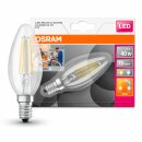 6 x Osram LED Filament Leuchtmittel Kerze 5W = 40W E14 klar 470lm Relax & Active per Lichtschalter warmweiß & kaltweiß