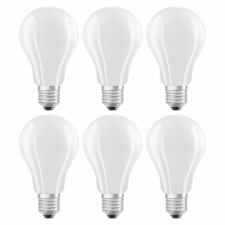 6 x Osram LED Filament Leuchtmittel Birnenform A70 15W = 150W E27 matt 2500lm neutralweiß 4000K