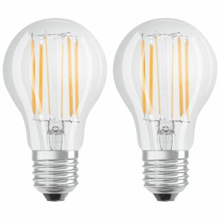 2 x Osram LED Filament Leuchtmittel Birnenform 10W = 100W E27 klar warmweiß 2700K