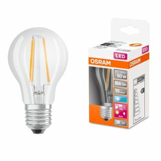 Osram LED Filament Birnenform A60 6,5W = 60W E27 klar 806lm FS neutralweiß 4000K Tageslichtsensor