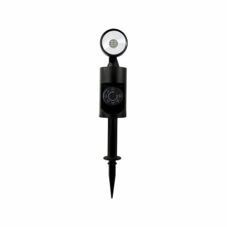 REV Ritos LED Spot Strahler Schwarz IP44 3W 300lm kaltweiß 6000K Dämmerungssensor Erdspieß