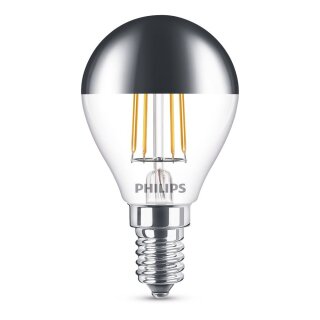 Philips LED Filament Tropfen 4W = 35W E14 Kopfspiegel Silber 397lm warmweiß 2700K