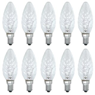 10 x Glühbirne Kerze gedreht 15W E14 KLAR Glühbirnen...