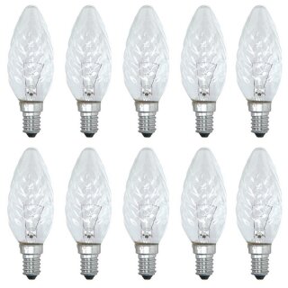 10 x Glühbirne Kerze gedreht 15W E14 KLAR Glühbirnen Glühlampen Glühlampe 15 Watt