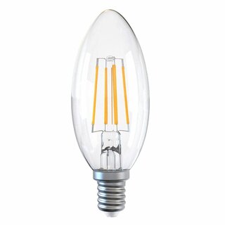 LED Filament Retro Leuchtmittel Kerze 5W = 40W E14 klar 470lm warmweiß 2700K DIMMBAR