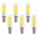 6 x LED Filament Leuchtmittel Röhre T25 7W = 60W E14 klar 806lm warmweiß 2700K