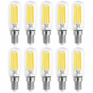 10 x LED Filament Leuchtmittel Röhre T25 7W = 60W E14 klar 806lm warmweiß 2700K