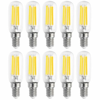 10 x LED Filament Leuchtmittel Röhre T25 7W = 60W E14 klar 806lm warmweiß 2700K