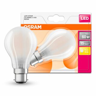 Osram LED Filament Leuchtmittel Star Classic Birne A60 7W = 60W B22d matt 806lm warmweiß 2700K