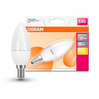 Osram LED Leuchtmittel Star Classic Kerze 3,3W = 25W E14 matt 250lm warmweiß 2700K 180°