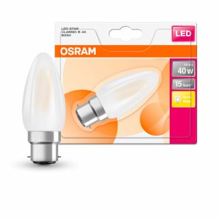 Osram LED Filament Star Retrofit Classic B Kerze 4W = 40W B22d matt 470lm warmweiß 2700K