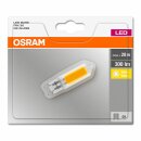 Osram LED Glas Leuchtmittel Stiftsockellampe 2,8W = 30W G9 COB klar 300lm 827 warmweiß 2700K 320°