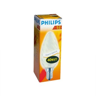 1 x Philips Glühbirne Kerze gedreht 40W E14 MATT Soft Deco Glühbirnen Glühlampen Glühlampe 40 Watt