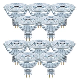 10 x Osram LED Leuchtmittel Glas Reflektor MR16 8W = 50W GU5,3 12V 621lm warmweiß 2700K 36°