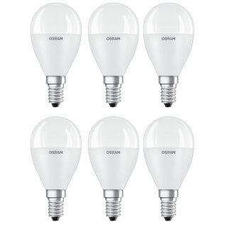 6 x Osram LED Leuchtmittel Tropfen P45 8W = 60W E14 matt 806lm warmweiß 2700K