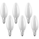 6 x Osram LED Filament Leuchtmittel Kerze 6,5W = 60W E14 matt 806lm warmweiß 2700K