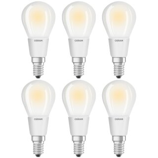 6 x Osram LED Filament Leuchtmittel Retrofit Tropfen 6W = 60W E14 matt 806lm warmweiß 2700K