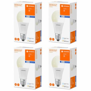 4 x Ledvance LED Smart+ Birne 9W = 60W E27 matt 800lm warmweiß 2700K Dimmbar App Google & Alexa Bluetooth