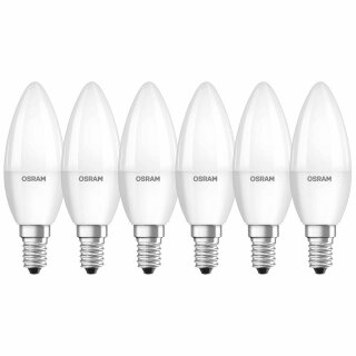 6 x Osram LED Leuchtmittel Star Classic Kerze 3,3W = 25W E14 matt 250lm warmweiß 2700K 180°