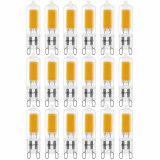 18 x Osram LED Glas Leuchtmittel Stiftsockellampe 2W = 20W G9 COB klar 200lm 827 warmweiß 2700K 320°