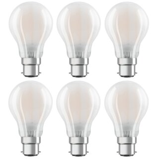 6 x Osram LED Filament Leuchtmittel Star Classic Birne A60 7W = 60W B22d matt 806lm warmweiß 2700K