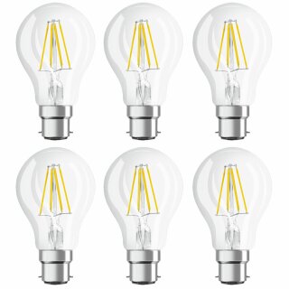 6 x Osram LED Filament Leuchtmittel Star Classic Birne A60 7W = 60W B22d klar 806lm warmweiß 2700K