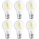 6 x Osram LED Filament Leuchtmittel Star Classic Birne A60 7W = 60W B22d klar 806lm warmweiß 2700K