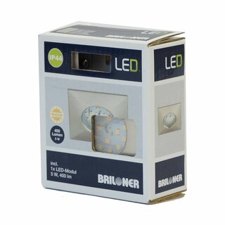 Briloner LED Einbauleuchte eckig Nickel matt IP44 5W Modul 400lm warmweiß 3000K 110°