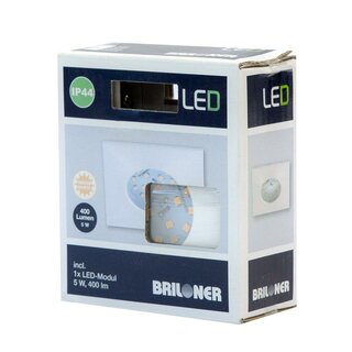 Briloner LED Einbauleuchte eckig Weiß starr IP44 5W Modul 400lm warmweiß 3000K 110°