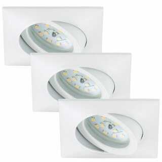 3 x Briloner LED Einbauleuchte eckig Weiß IP23 3 x 5W Modul 400lm warmweiß 3000K schwenkbar 110°