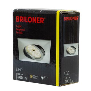 Briloner LED Einbauleuchte eckig Aluminium IP23 5W Modul 400lm warmweiß 3000K schwenkbar 110°
