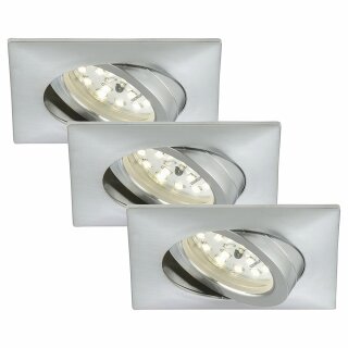 3 x Briloner LED Einbauleuchte eckig Aluminium IP23 3 x 5W Modul 400lm warmweiß 3000K schwenkbar 110°