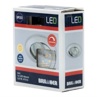 Briloner LED Einbauleuchte rund Aluminium IP23 5,5W Modul 470lm warmweiß 3000K schwenkbar DIMMBAR