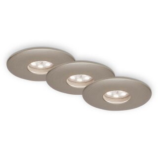 3 x Briloner LED Einbauleuchte rund Nickel matt IP44 3 x 1,8W 150lm warmweiß 3000K 110°