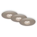 3 x Briloner LED Einbauleuchte rund Nickel matt IP44 3 x...
