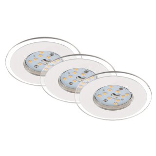 3 x Briloner LED Einbauleuchte rund Weiß IP44 3 x 5,5W 470lm warmweiß 3000K 110°