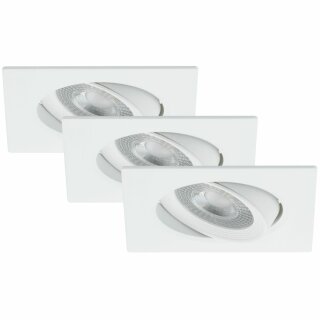 3 x Briloner LED Einbauleuchte eckig Weiß IP23 3 x 5W 350lm warmweiß 3000K schwenkbar