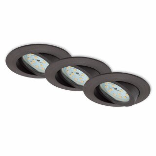 3 x Briloner LED Einbauleuchte rund Eisengrau IP23 3 x 5,5W Modul 470lm warmweiß 3000K schwenkbar DIMMBAR